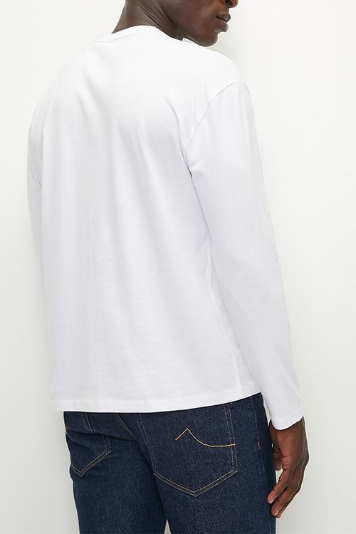Long sleeve  cn over embro tee - pure white