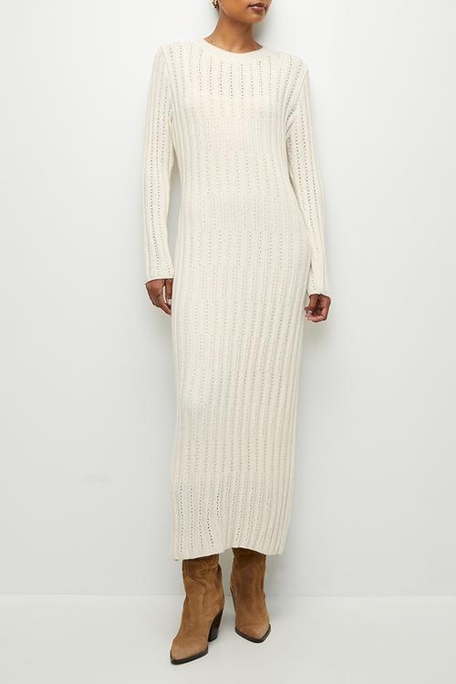 Knitwear midi dress - cream