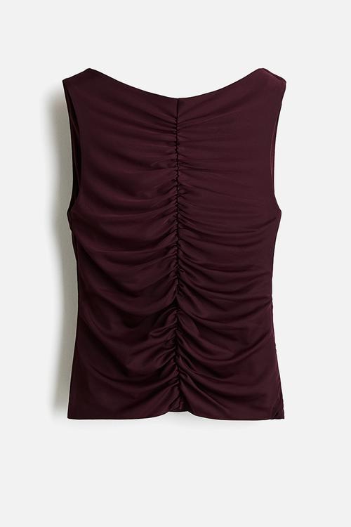 Ruched top - burgundy
