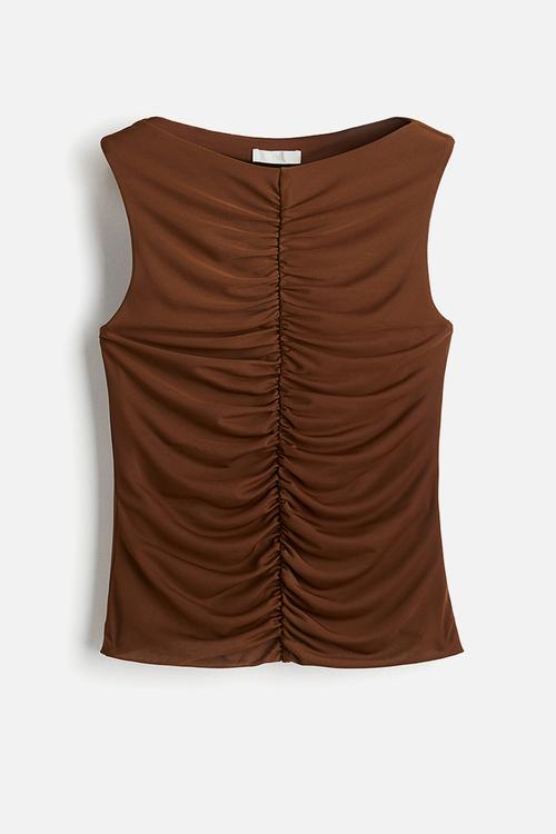 Ruched top - brown