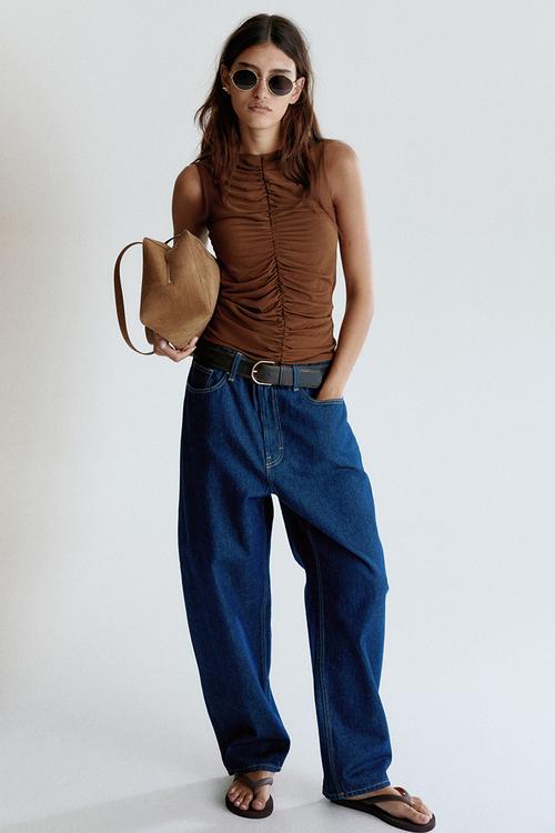 Ruched top - brown
