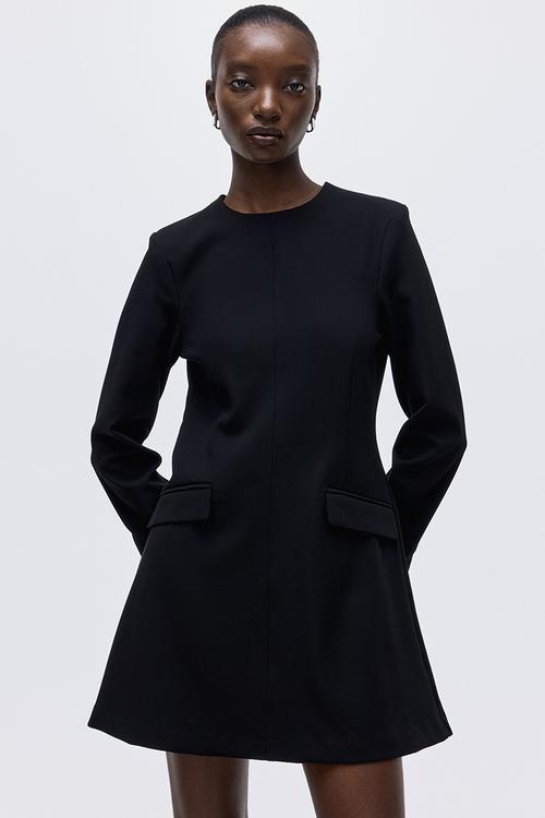 Shoulder-pad dress - black