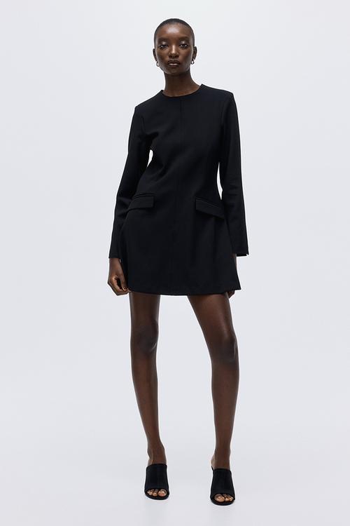 Shoulder-pad dress - black