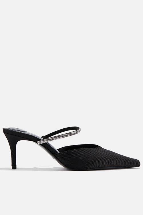 Embellished heeled mules - black
