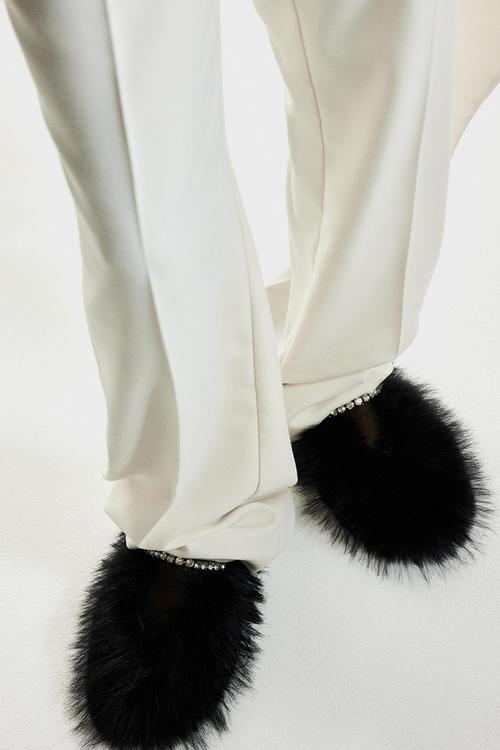 Embellished slippers - black