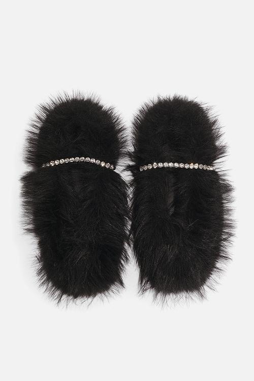 Embellished slippers - black