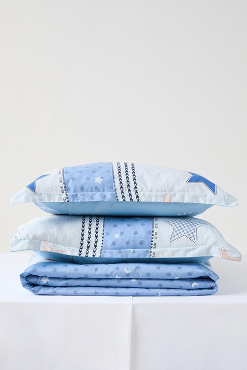 196TC printed duvet cover set - blue/multi