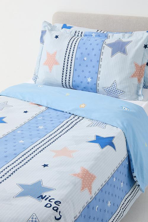 196TC printed duvet cover set - blue/multi