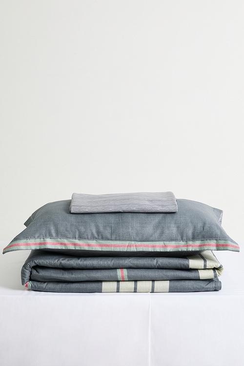 200TC striped duvet set - dark grey