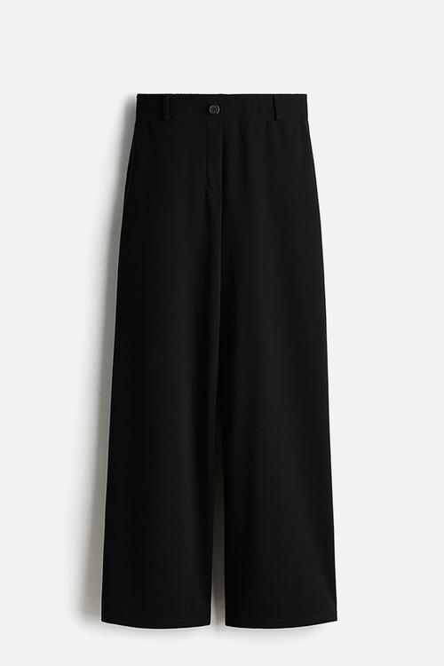 Wide jersey trousers - black