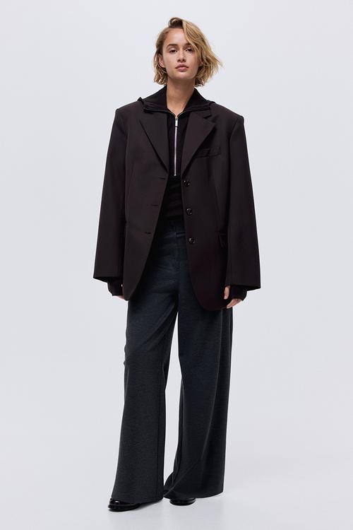 Wide jersey trousers - dark grey marl
