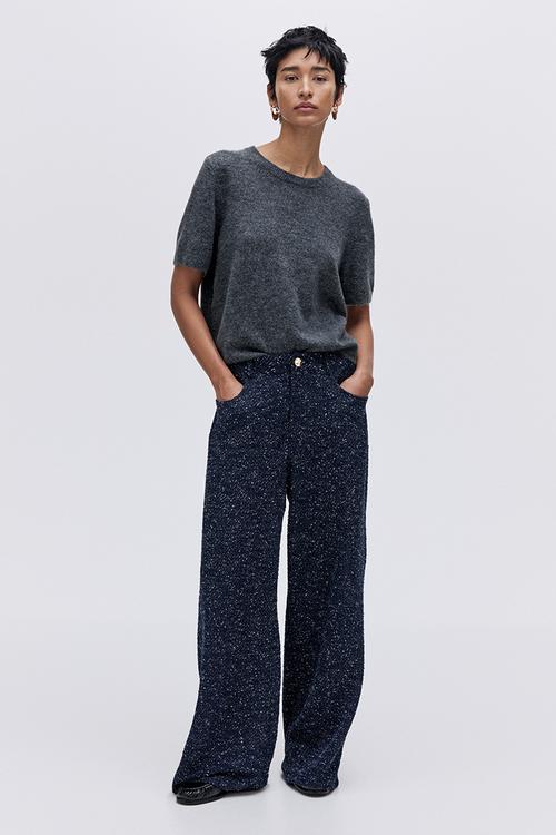 Boucl? trousers - navy blue marl