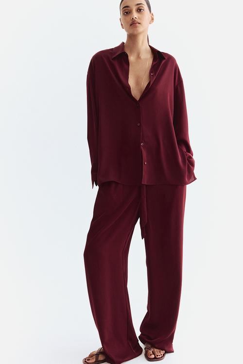 Loose-fit shirt - burgundy