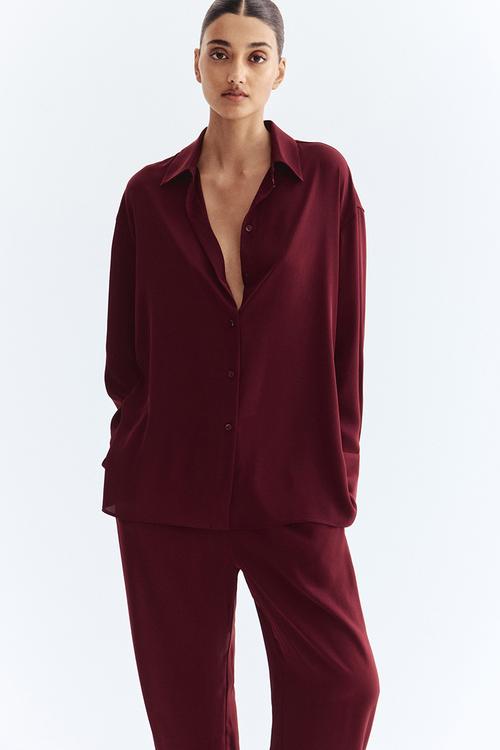 Loose-fit shirt - burgundy