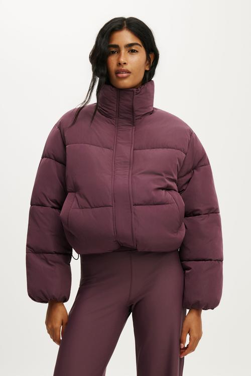 The Mother Puffer Funnel Neck Jacket - Choc Plum