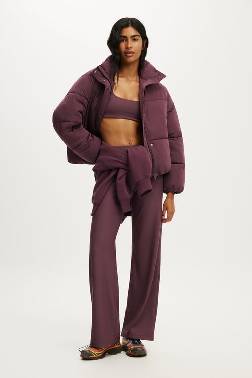 The Mother Puffer Funnel Neck Jacket - Choc Plum