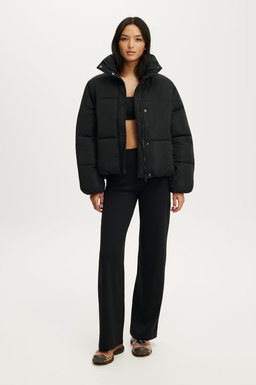The Mother Puffer Funnel Neck Jacket - Black
