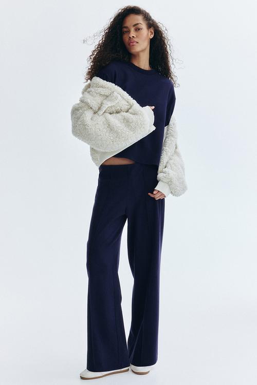 Crease-leg trousers - navy blue