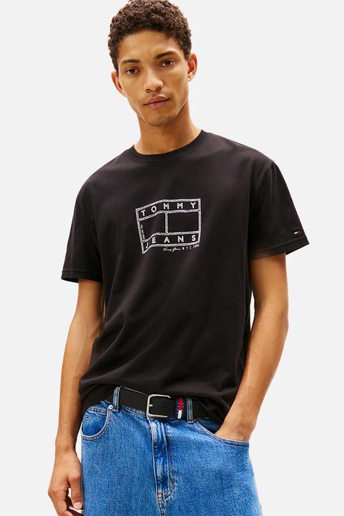 Tjm Reg Center Flag Ss Tee - Black