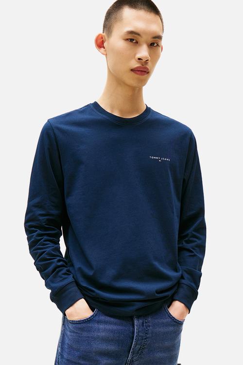 Tjm Slim Chest Linear Ls Tee Ext - Dark Night Navy