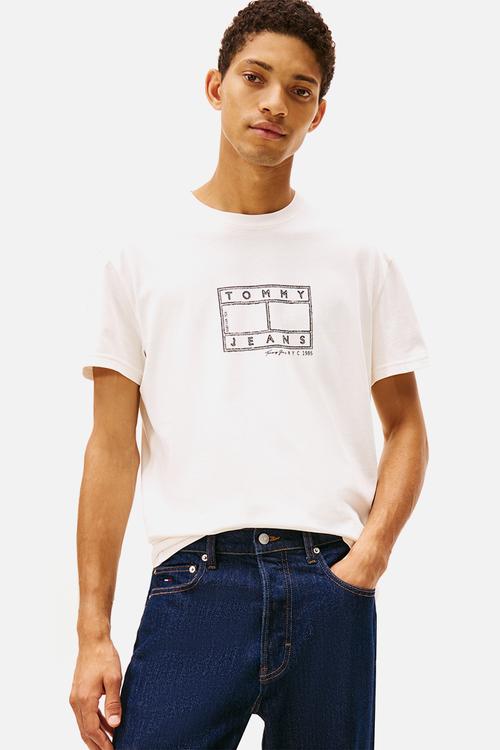 Tjm Reg Center Flag Ss Tee - Ancient White