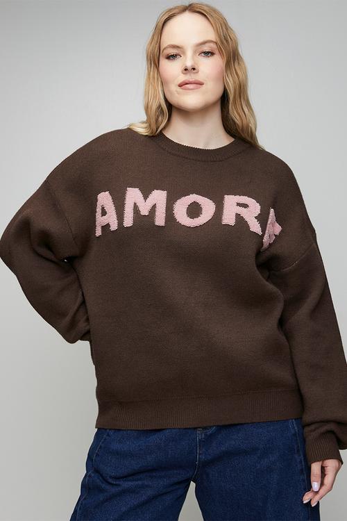 Plus Essential Jumper in Textured Amore - Brown