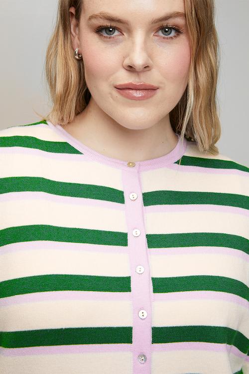 Plus Lightweight Cardigan in Heritage Stripe - Multi