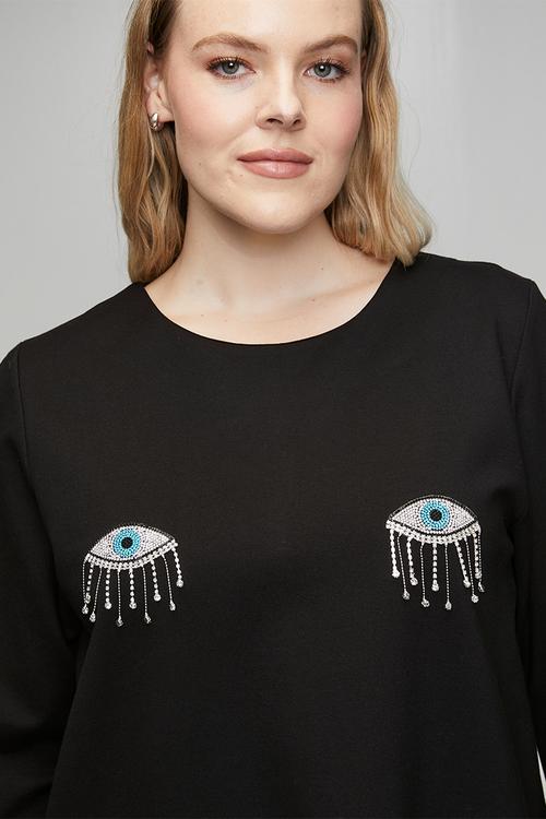 Plus The Eye Candy Feather Dress - Black