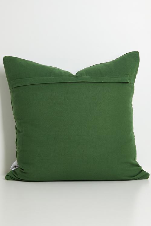 Embroidered Velvet Cushion Cover - Green