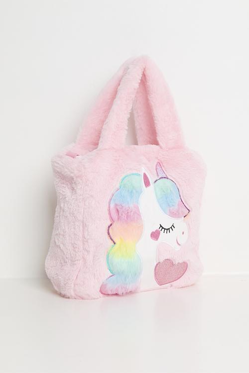 Plush unicorn handbag - pink/multi