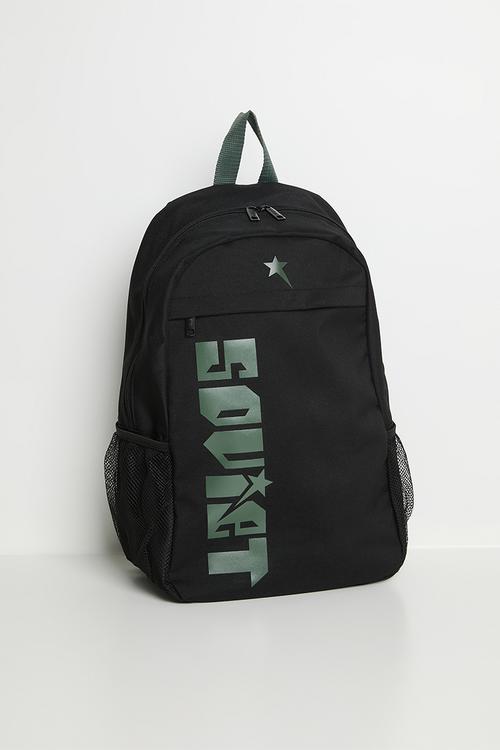 WARRIORS Nylon Backpack With Side Print - Black/Olive