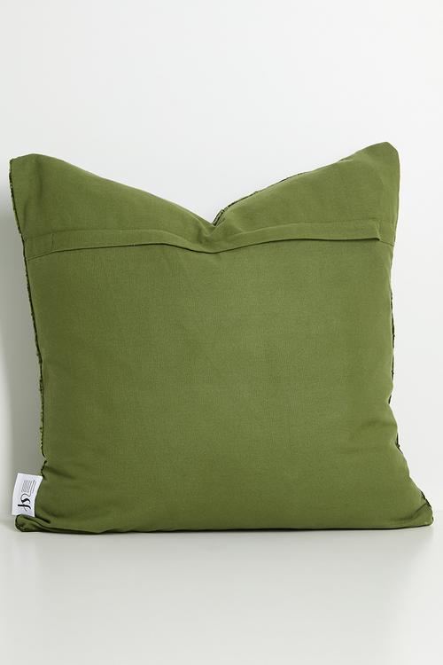 Block Stitch Velvet Cushion Cover - Olive