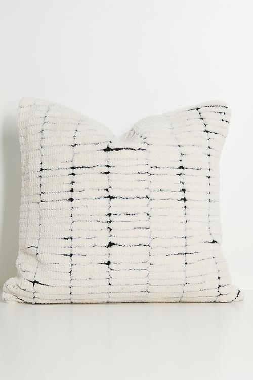 Tufted Stripe Woven Cushion Cover - Black & White