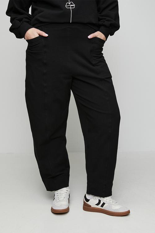 Plus Barrel Leg Sweat Pants - Black