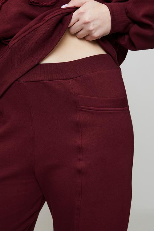 Plus Barrel Leg Sweat Pants - Burgundy