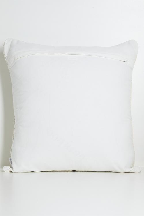 Contrast Embroidery Woven Cushion Cover - Natural