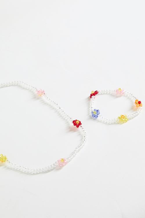 Kids Fashion Necklace & Bracelet Set - Multi Flower