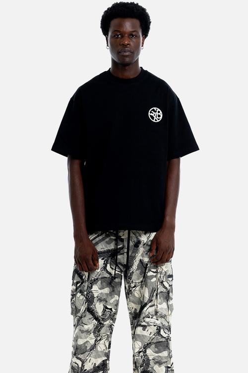 COIN EMBROIDERY T-SHIRT  - BLACK