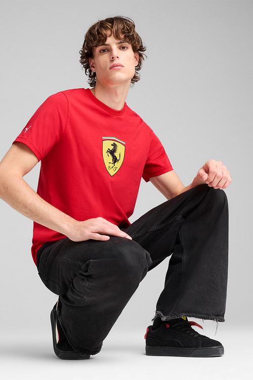 Ferrari Race Colored Big Shield Tee - Ross Red