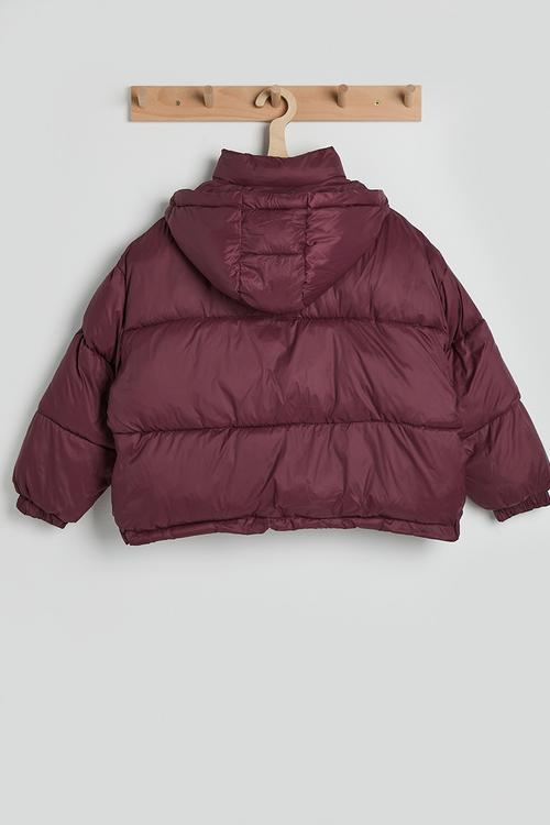 Hooded puffer jacket - raspberry red