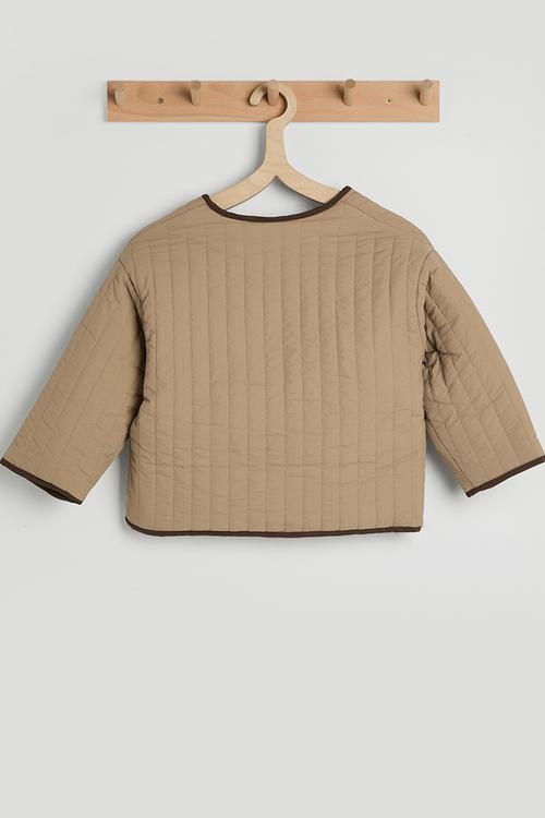 Contrast binding quilted jacket - wheat/dark brown