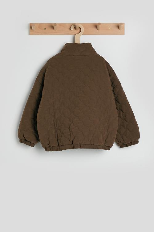 Wavy diamond quilted jacket with lift-away pockets - chocolate