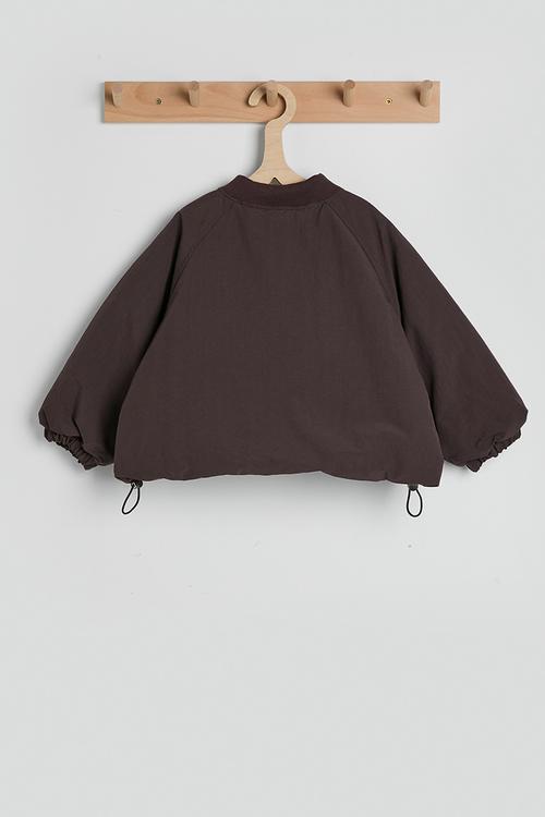 Bomber-style padded jacket with drawstring hem - dark brown