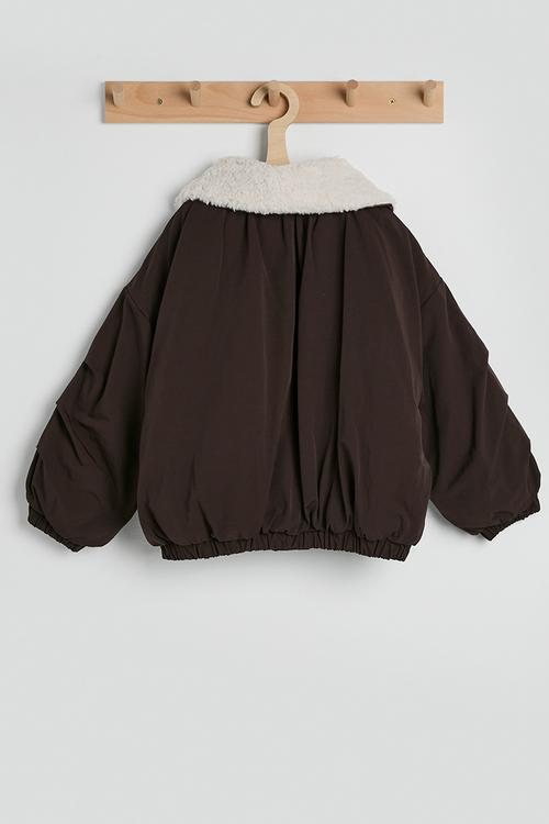 Shearling collar bomber jacket - brown