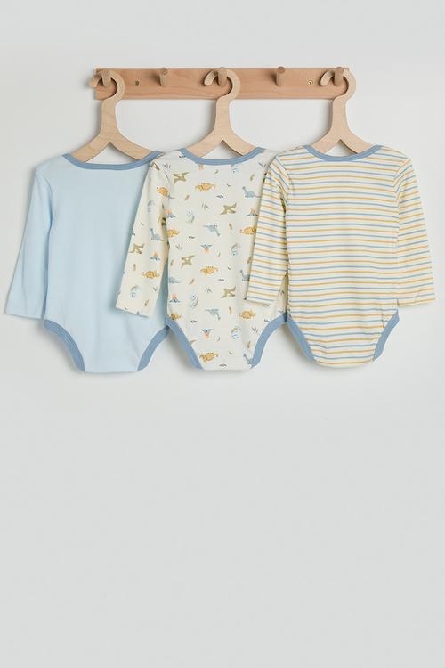 3 pack bodysuit - baby blue/neutral/multi