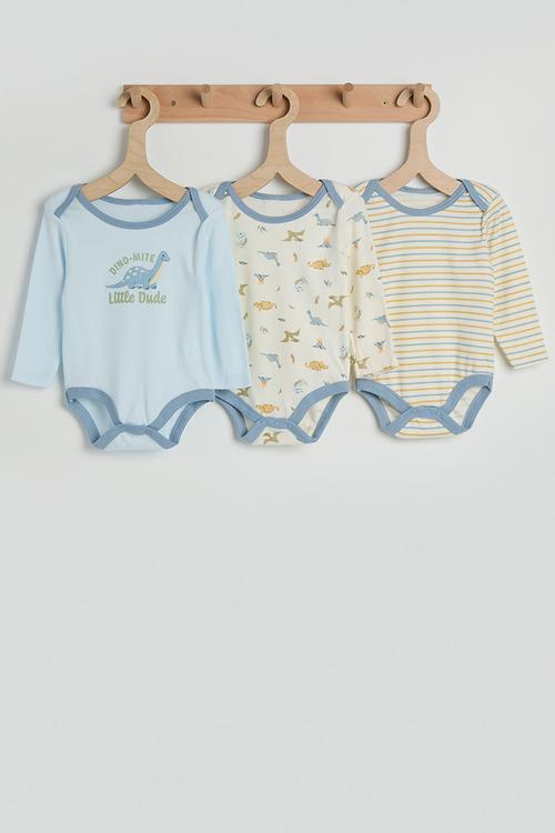 3 pack bodysuit - baby blue/neutral/multi