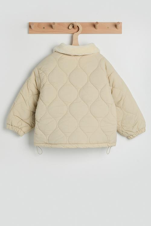 Onion quilted jacket with faux shearling collar - light beige