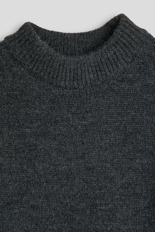Knit whipstitch contrast sweater - dark grey heather
