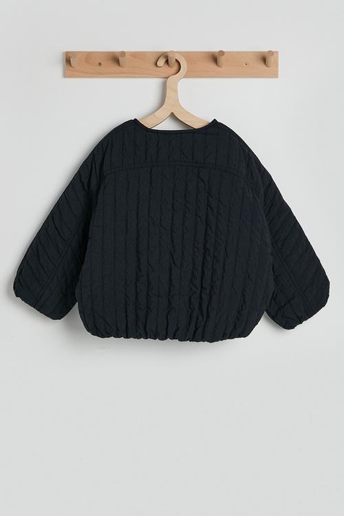 Taffeta collarless quilted jacket - dark navy
