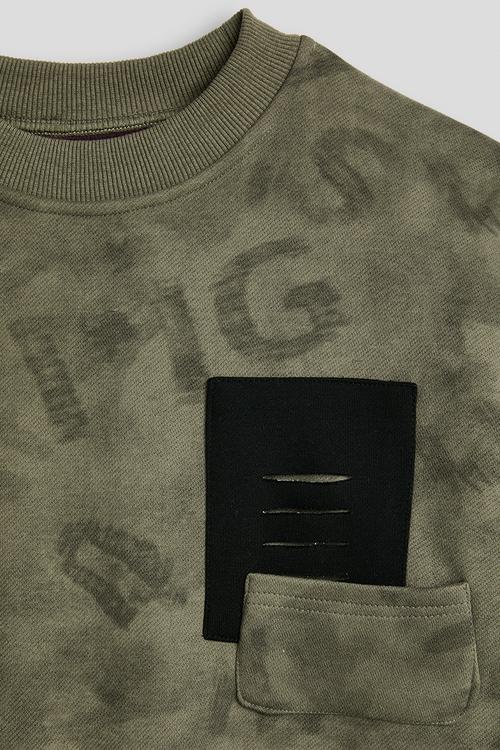 Letter aop sweatshirt - green tonal